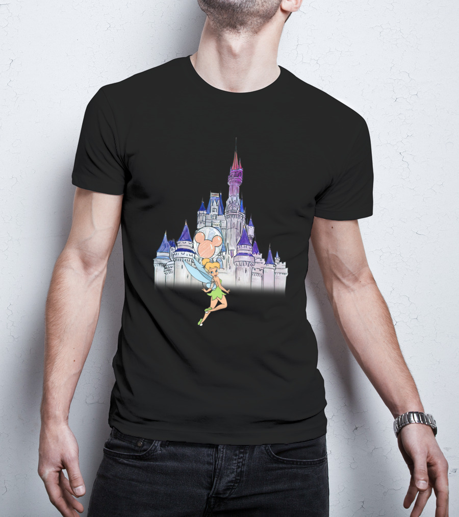 Tinker Bell At Disney Castle With Mickey Balloon T-Shirt