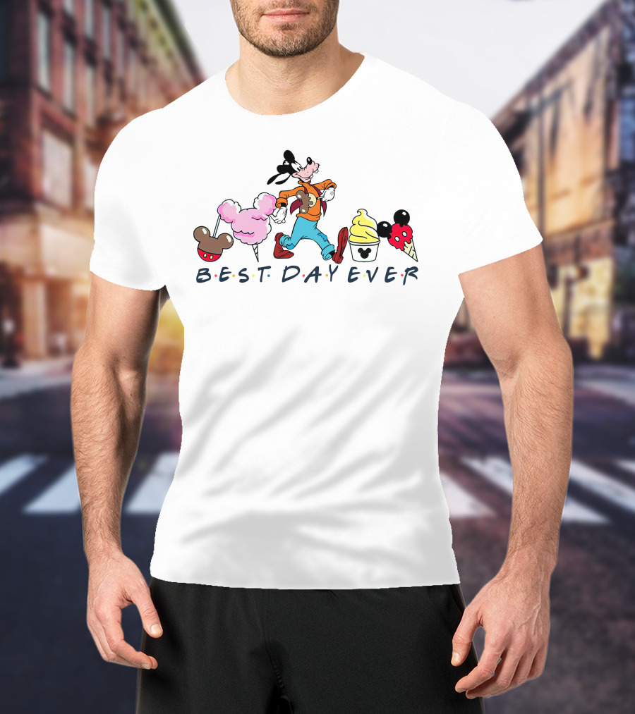 Goofy Best Day Ever Disney Mickey Ice Cream Cotton Candy T-Shirt