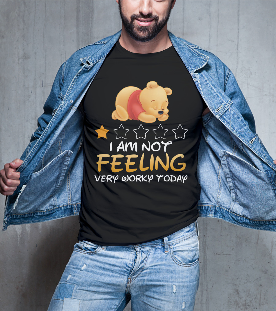 Pooh I Am Not Feeling Very Worky Today Sleeping Character Iconic Star T-Shirt