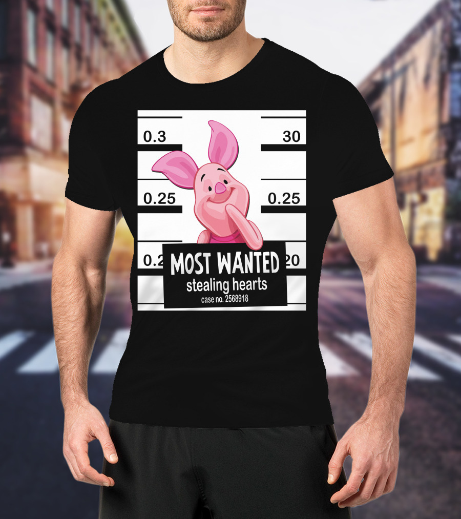 Most Wanted Piglet Stealing Hearts Mugshot Case No. 2568918 T-Shirt