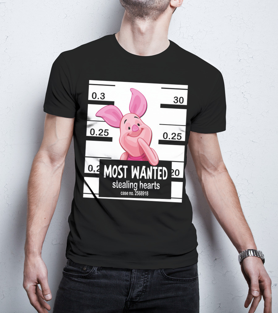Most Wanted Piglet Stealing Hearts Mugshot Case No. 2568918 T-Shirt
