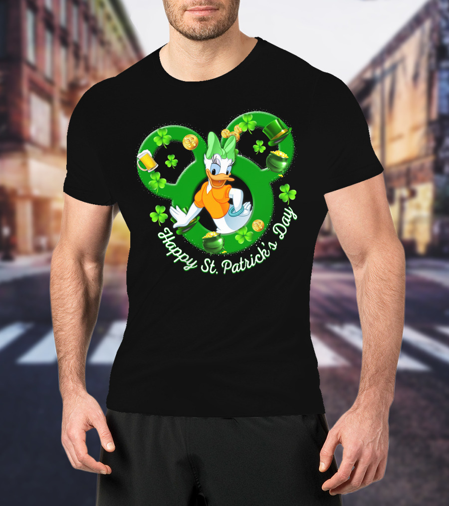 Happy St. Patrick's Day Daisy Duck Mickey Clover Gold T-Shirt