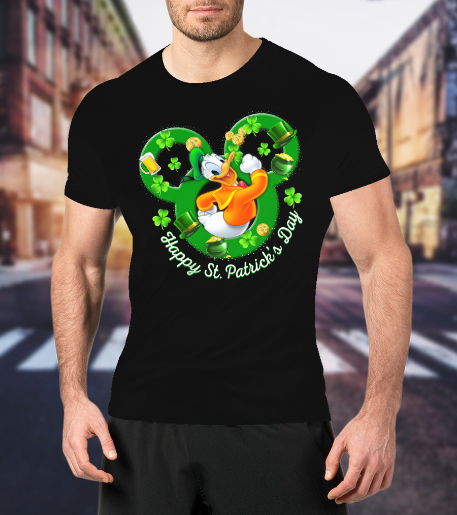 Happy St. Patrick's Day Donald Duck Shamrock Mickey Ears T-Shirt