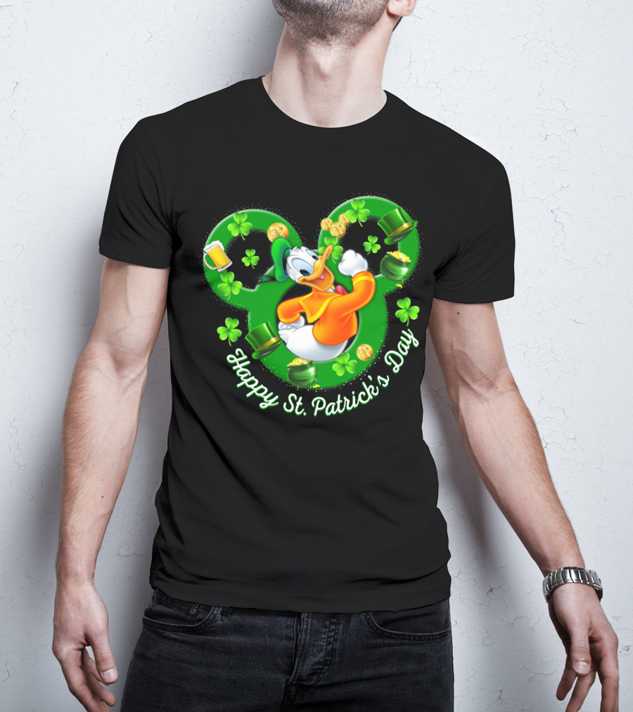 Happy St. Patrick's Day Donald Duck Shamrock Mickey Ears T-Shirt