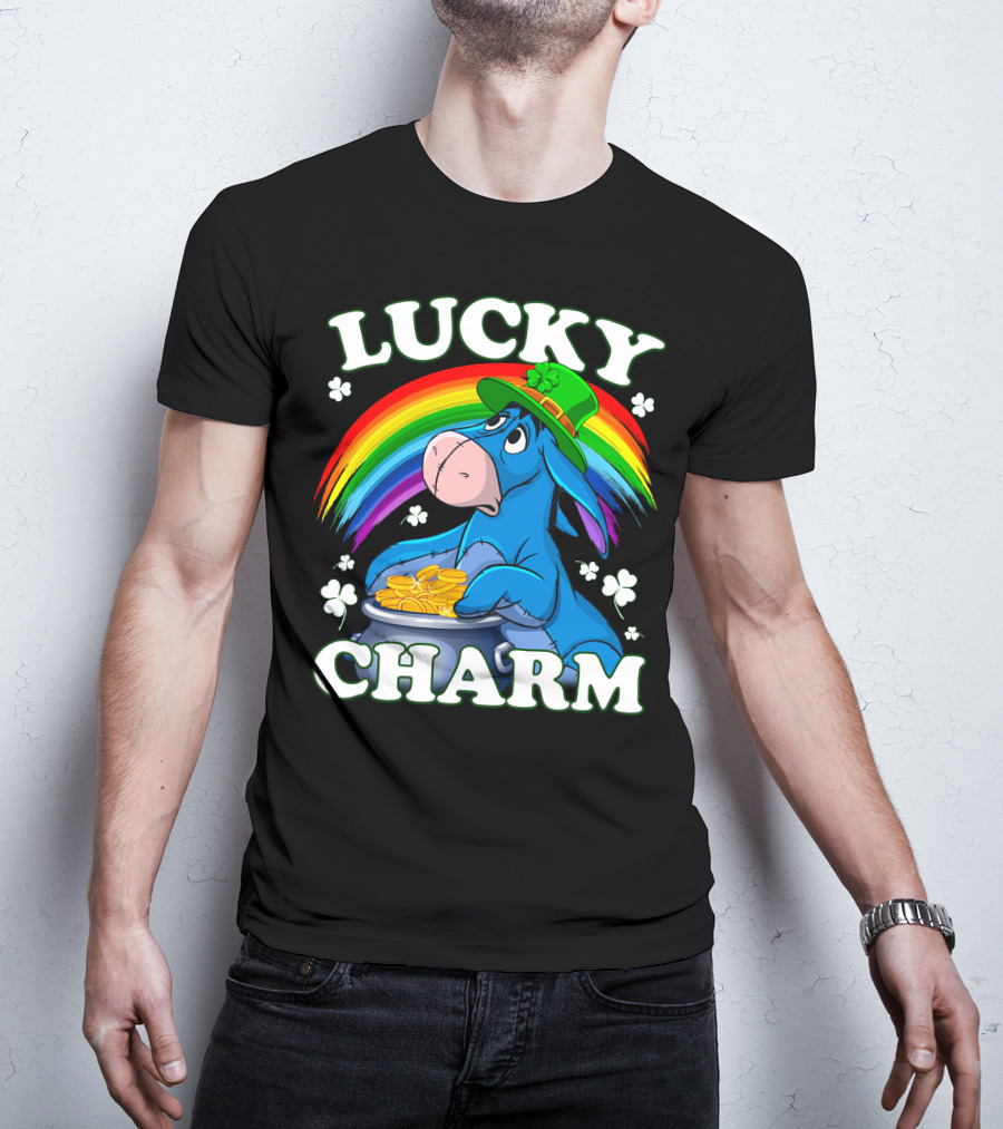 Leprechaun Rainbow Eeyore Lucky Charm Clover St. Patrick's Pot Of Gold T-Shirt