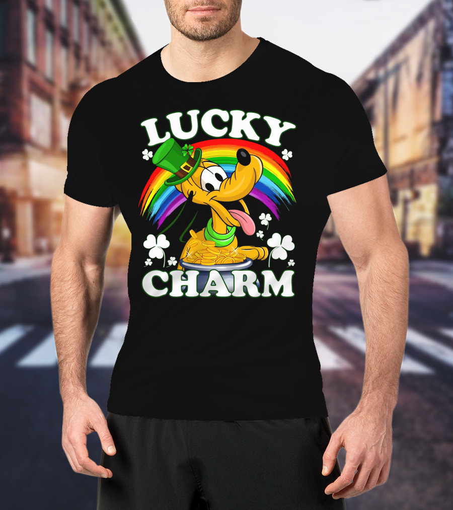 Pluto Lucky Charm Rainbow Coins Shamrock Hat T-Shirt