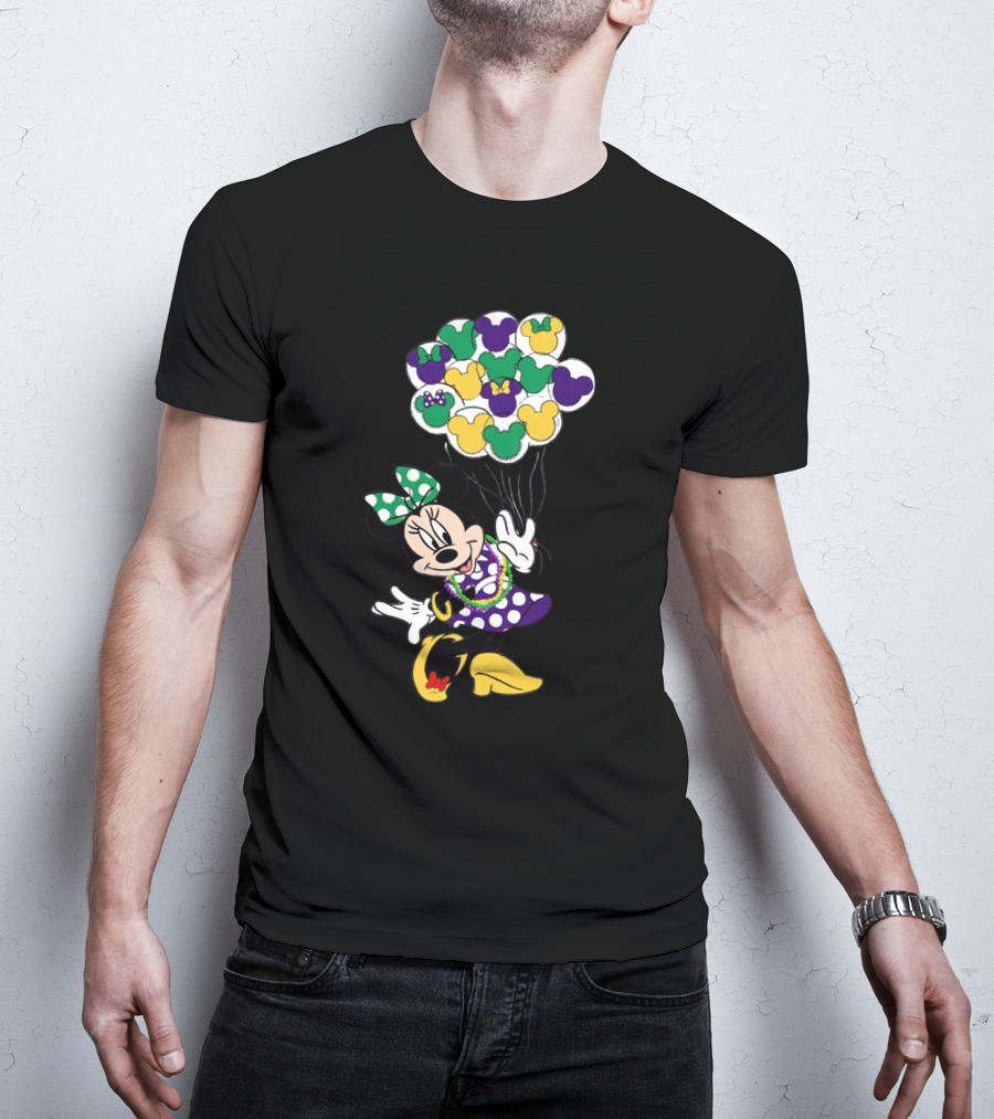 Minnie Mouse Mardi Gras Balloons Celebration T-Shirt