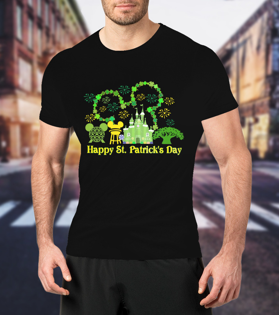 Happy St. Patrick's Day At Disney With Icons And Castles T-Shirt