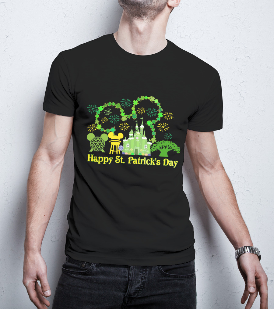 Happy St. Patrick's Day At Disney With Icons And Castles T-Shirt