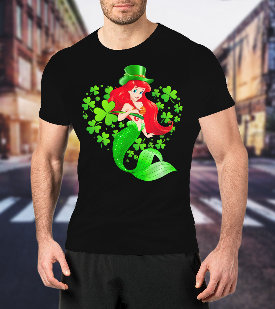 Ariel St. Patrick's Day Clover Mermaid T-Shirt