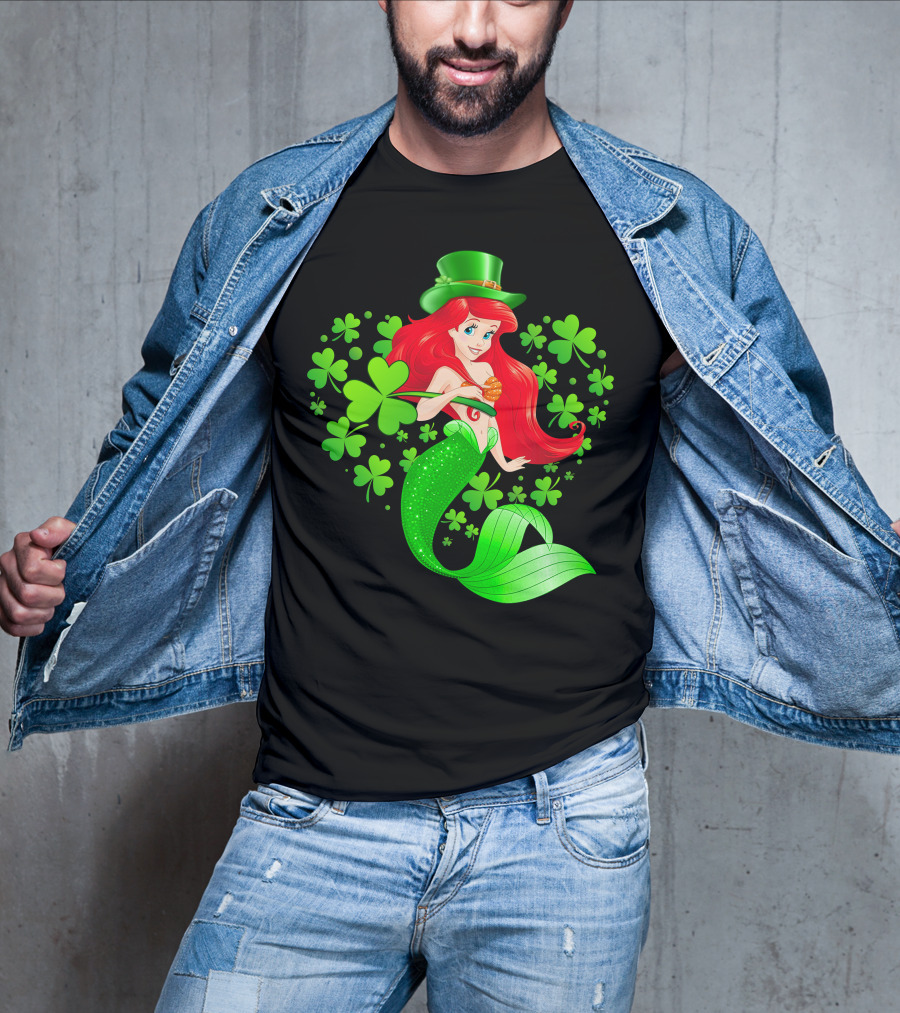 Ariel St. Patrick's Day Clover Mermaid T-Shirt