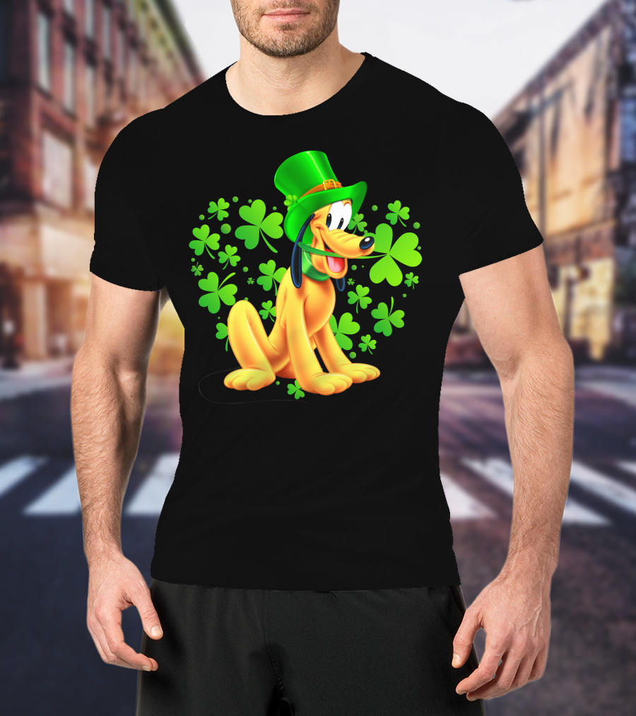 Pluto St. Patrick's Day Celebration With Green Shamrocks And Hat T-Shirt