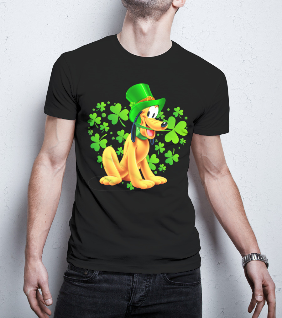 Pluto St. Patrick's Day Celebration With Green Shamrocks And Hat T-Shirt