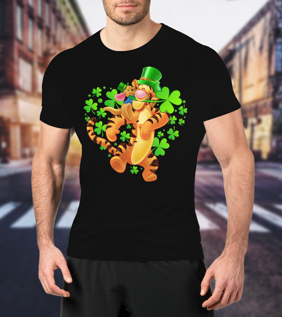 Tigger St. Patrick's Day Shamrocks Cartoon Character T-Shirt