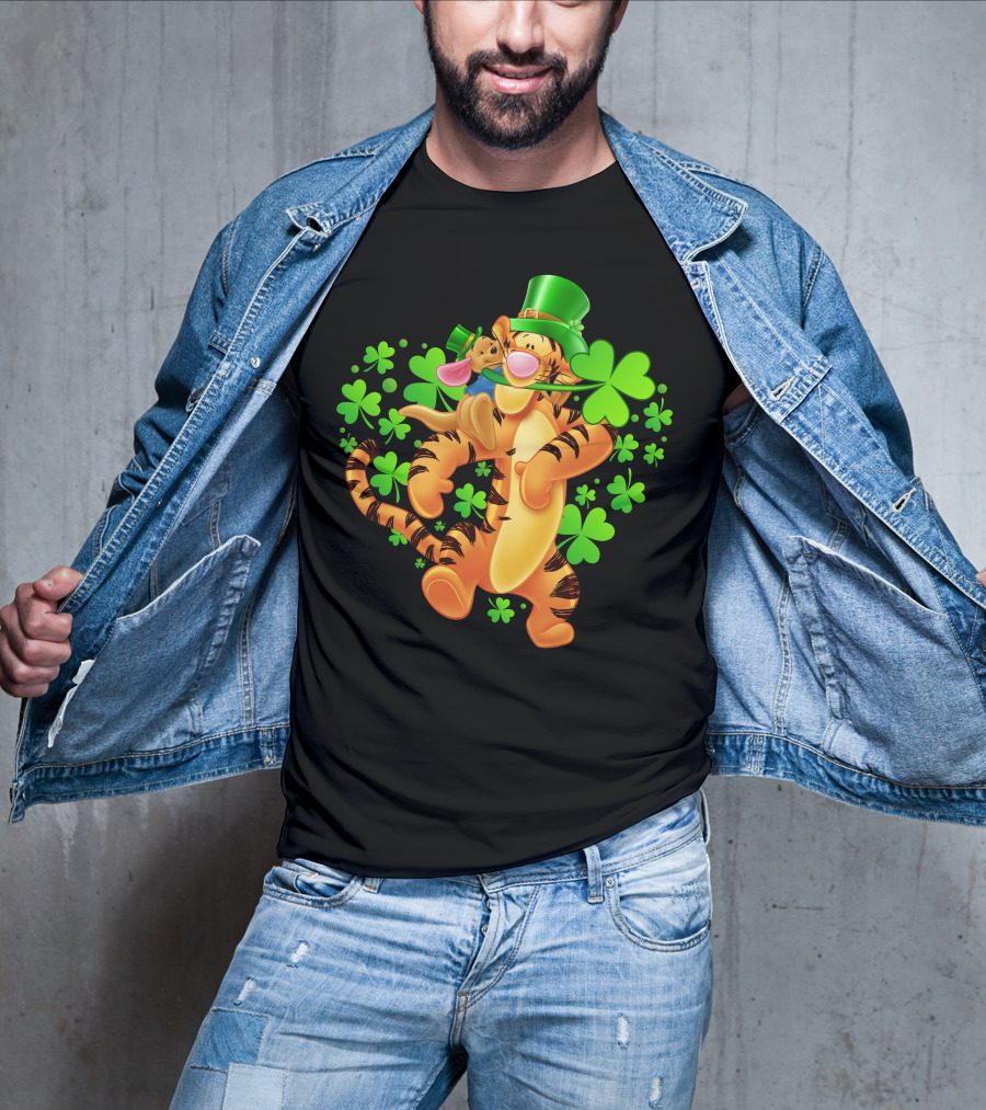 Tigger St. Patrick's Day Shamrocks Cartoon Character T-Shirt