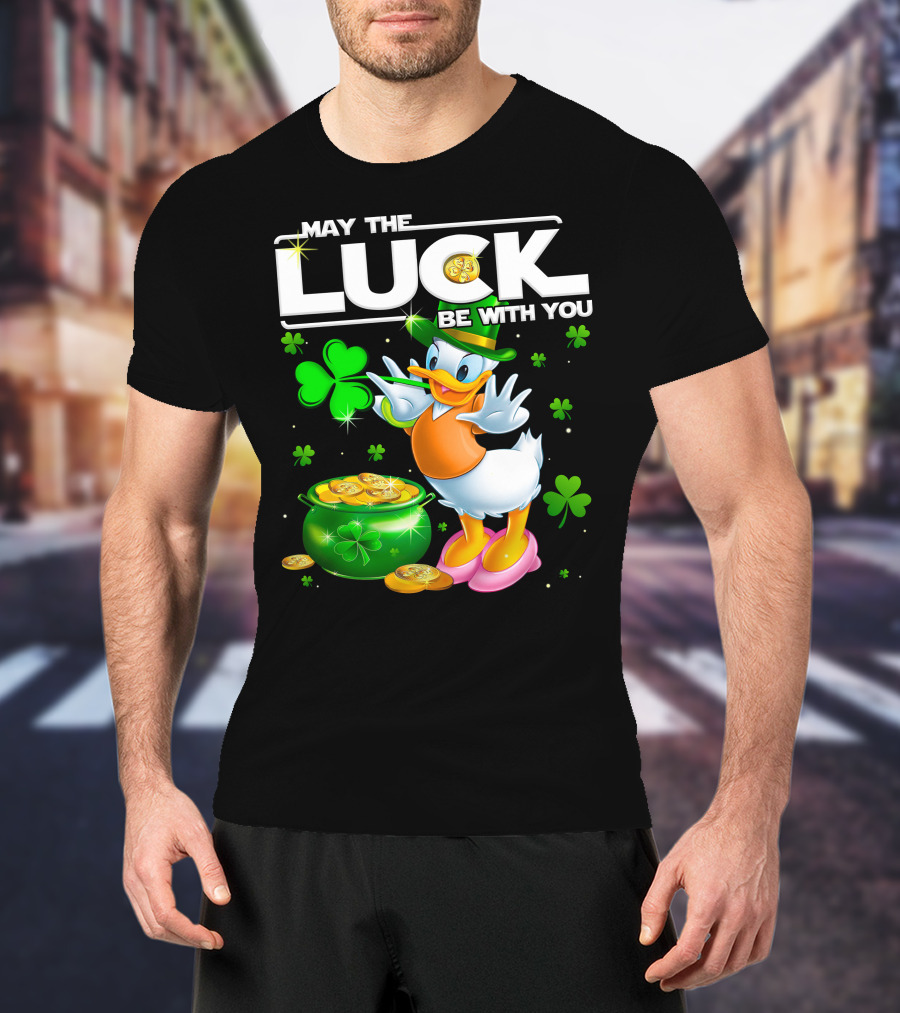 May The Luck Be With You Daisy Duck With Shamrocks And Pot Of Gold T-Shirt