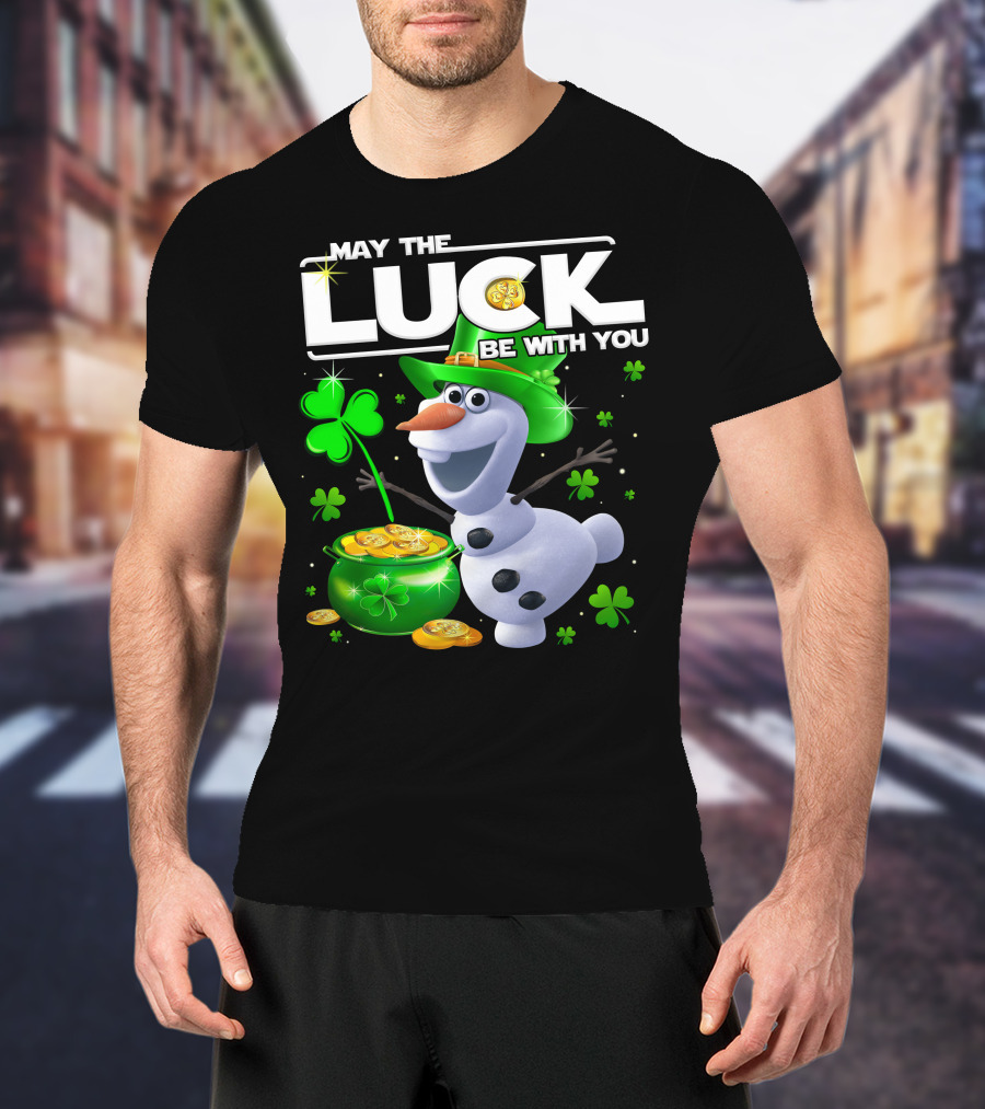 May The Luck Be With You Olaf St. Patrick's Day Theme T-Shirt