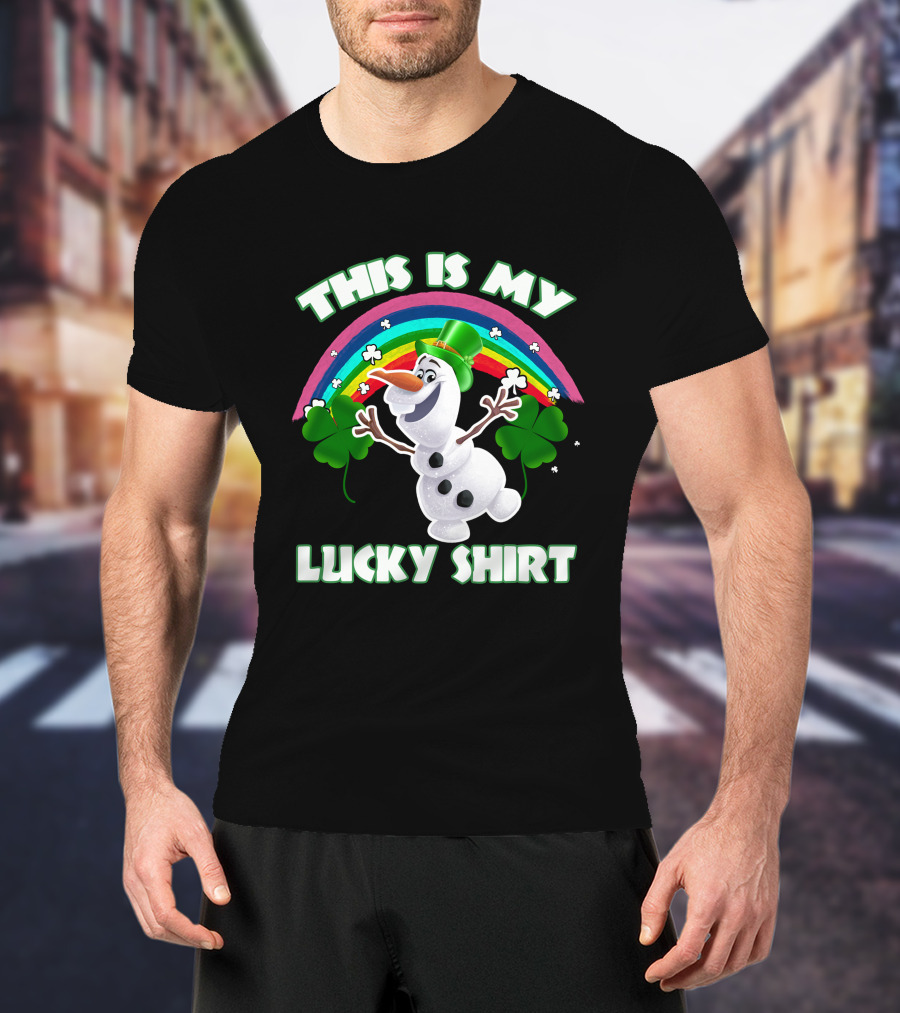 This Is My Lucky Shirt Olaf Rainbow And Shamrocks T-Shirt