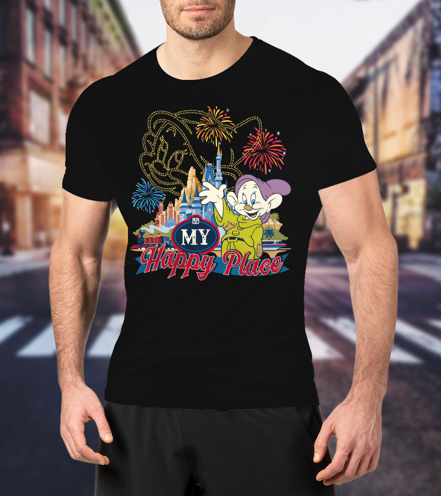 My Happy Place Dopey Fireworks Disney Castle T-Shirt