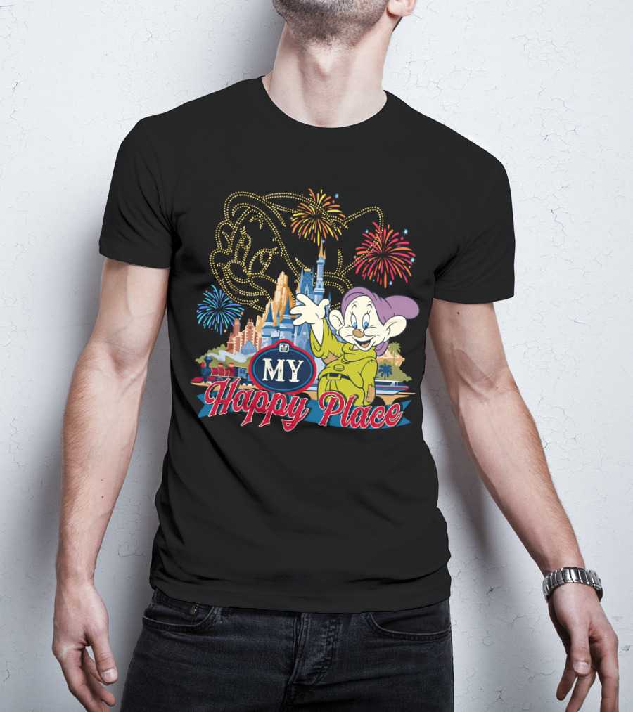 My Happy Place Dopey Fireworks Disney Castle T-Shirt