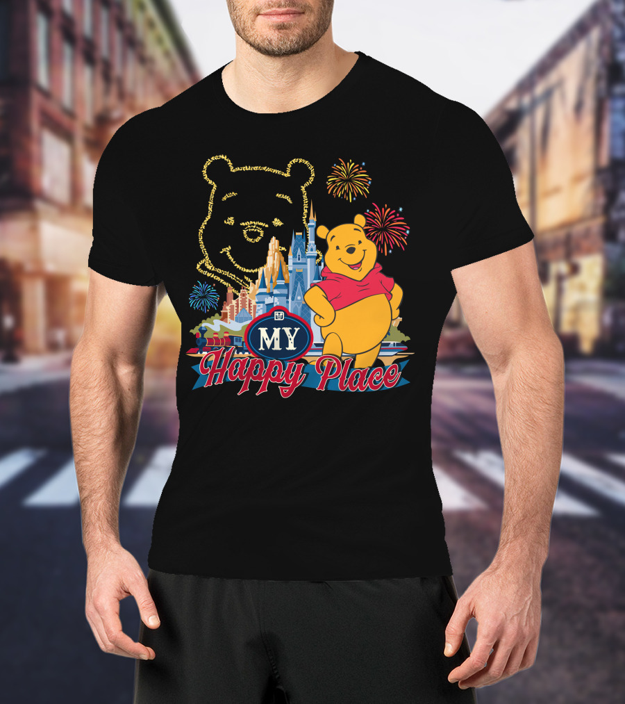 My Happy Place Pooh Fireworks Magic Kingdom T-Shirt