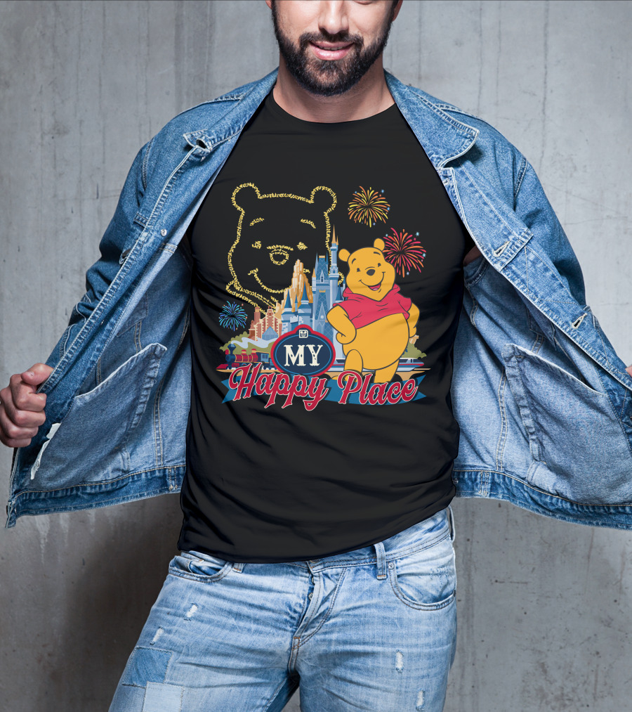 My Happy Place Pooh Fireworks Magic Kingdom T-Shirt