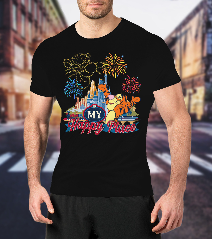 My Happy Place Tigger Castle Fireworks Celebration T-Shirt