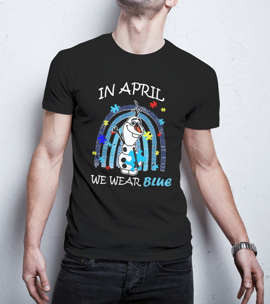In April We Wear Blue Olaf Puzzle Pieces T-Shirt
