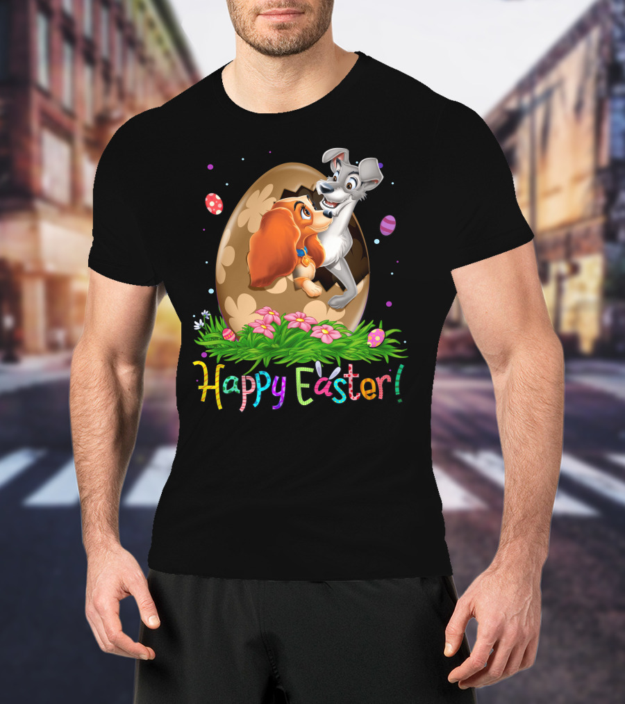 Happy Easter Lady And The Tramp Egg Scene T-Shirt