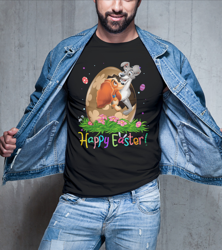 Happy Easter Lady And The Tramp Egg Scene T-Shirt
