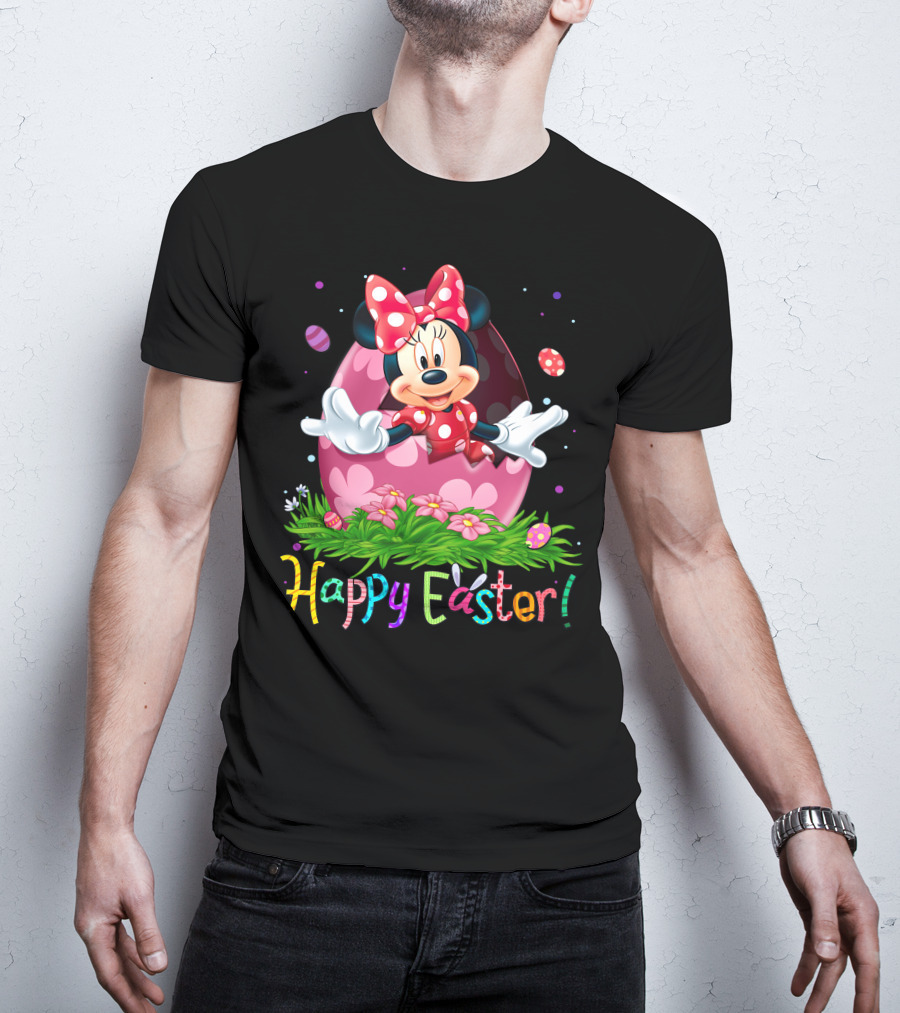 Happy Easter Minnie Mouse Pink Egg Celebration T-Shirt
