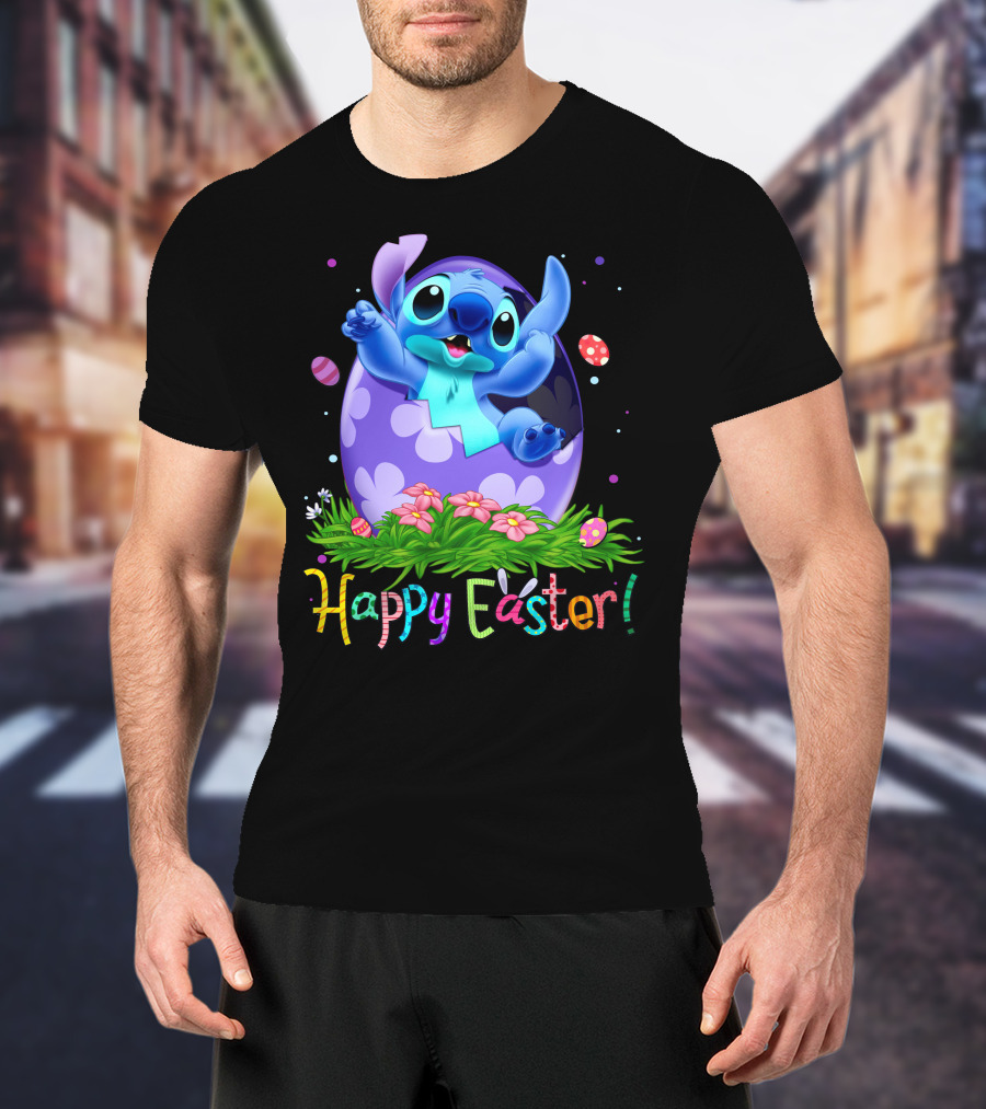 Stitch Happy Easter Egg Celebration T-Shirt
