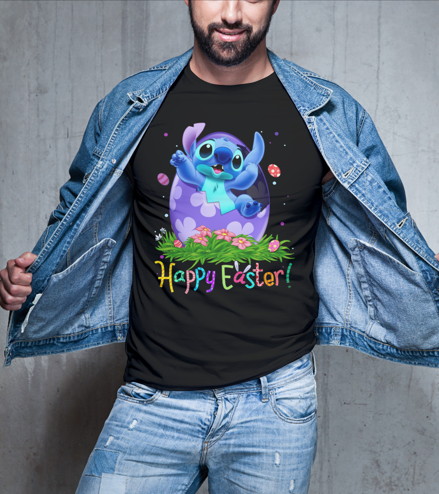 Stitch Happy Easter Egg Celebration T-Shirt