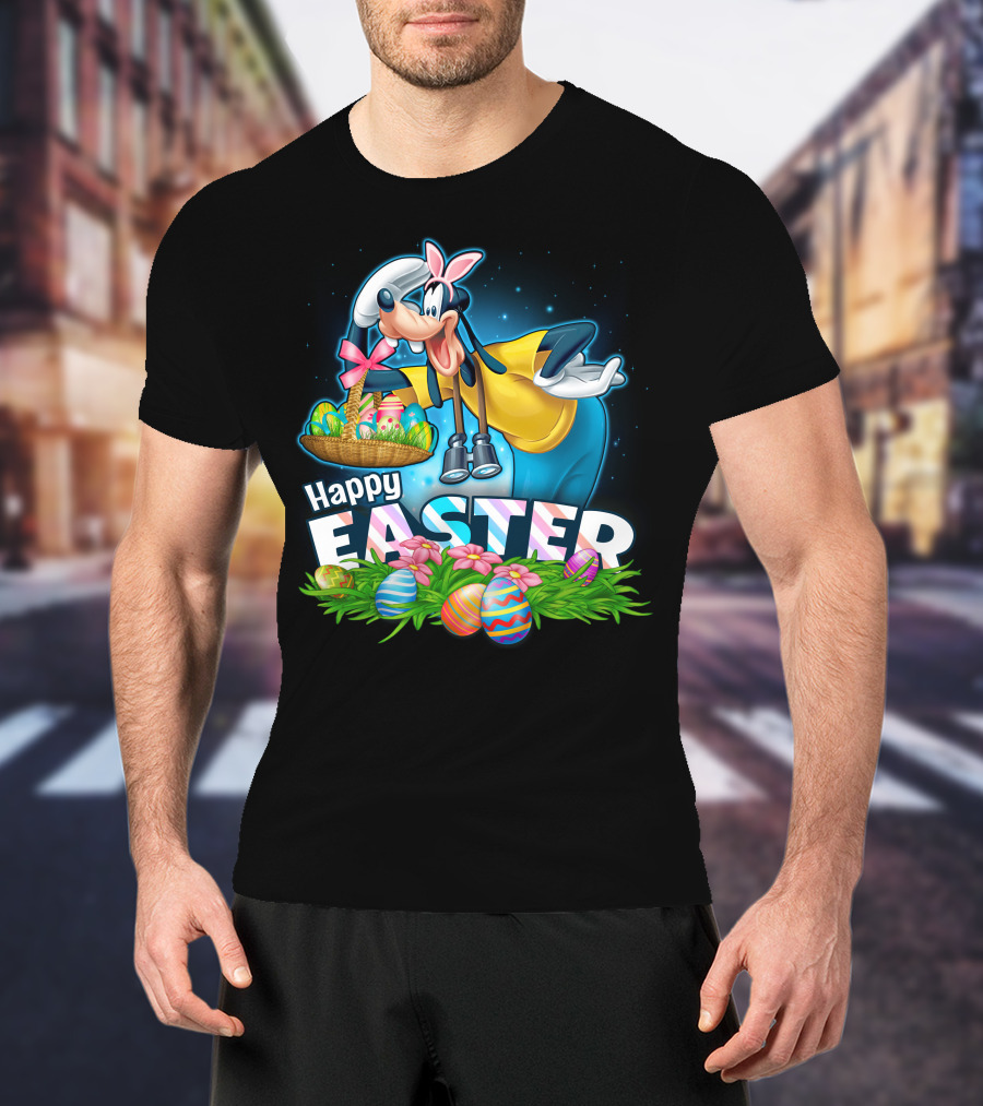 Goofy Happy Easter Basket Of Eggs T-Shirt
