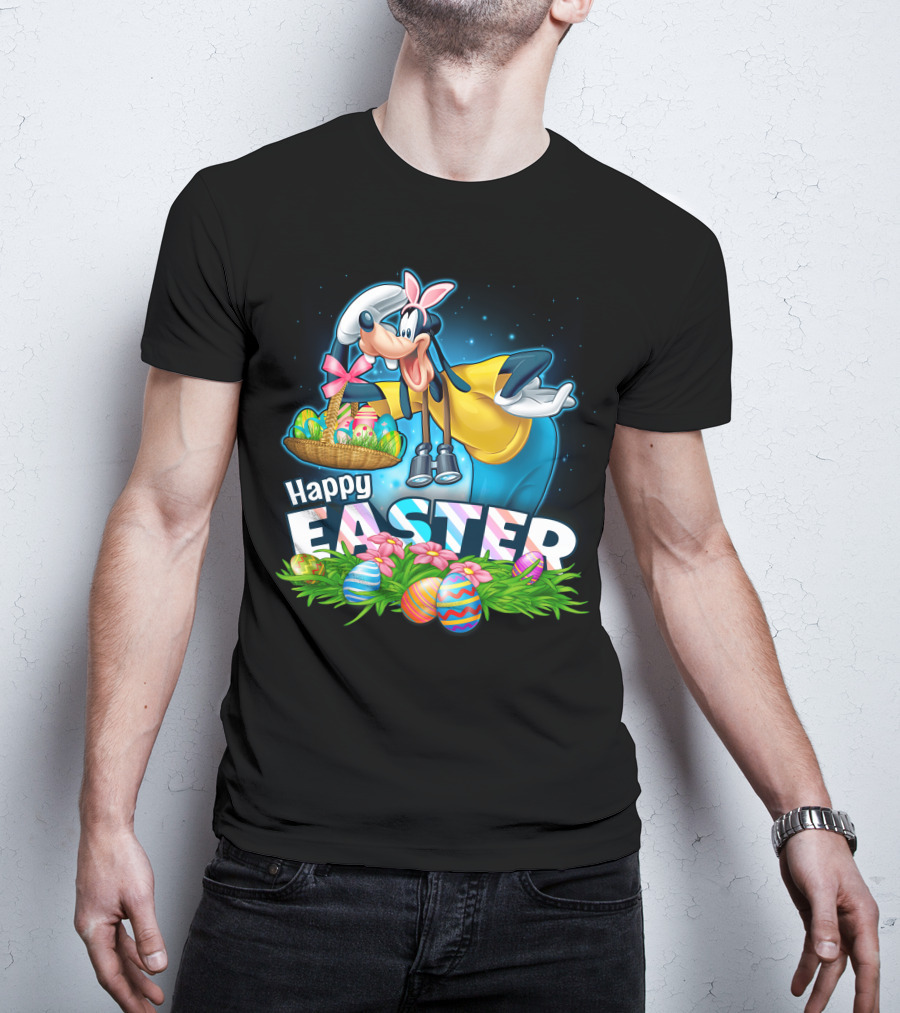 Goofy Happy Easter Basket Of Eggs T-Shirt
