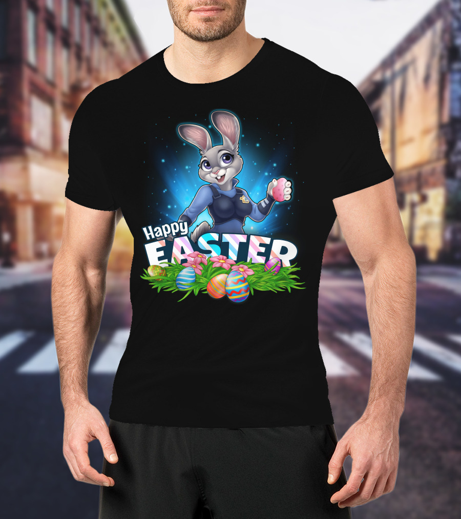 Happy Easter Judy Hopps With Colorful Easter Eggs T-Shirt