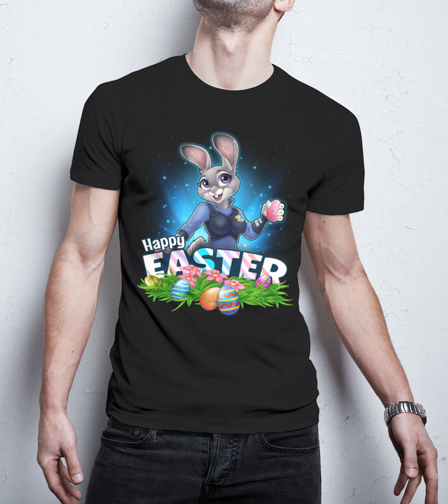 Happy Easter Judy Hopps With Colorful Easter Eggs T-Shirt