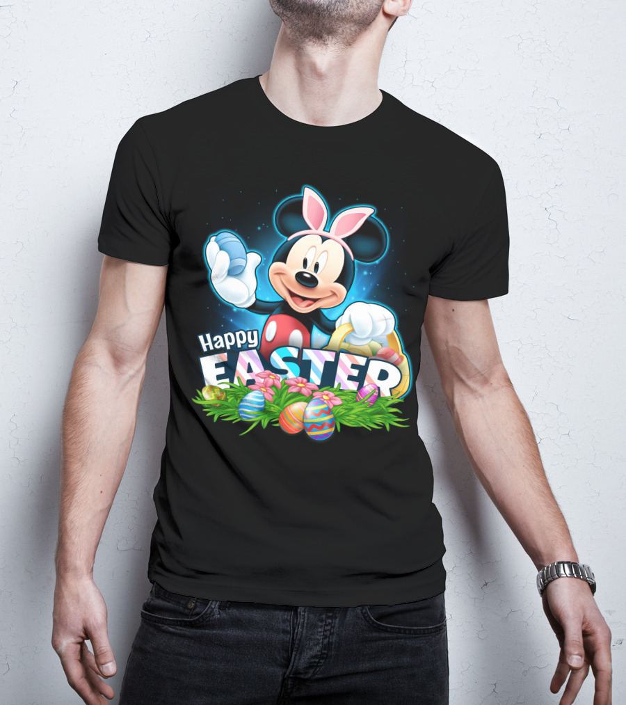 Mickey Mouse Happy Easter Bunny Ears Basket Eggs T-Shirt
