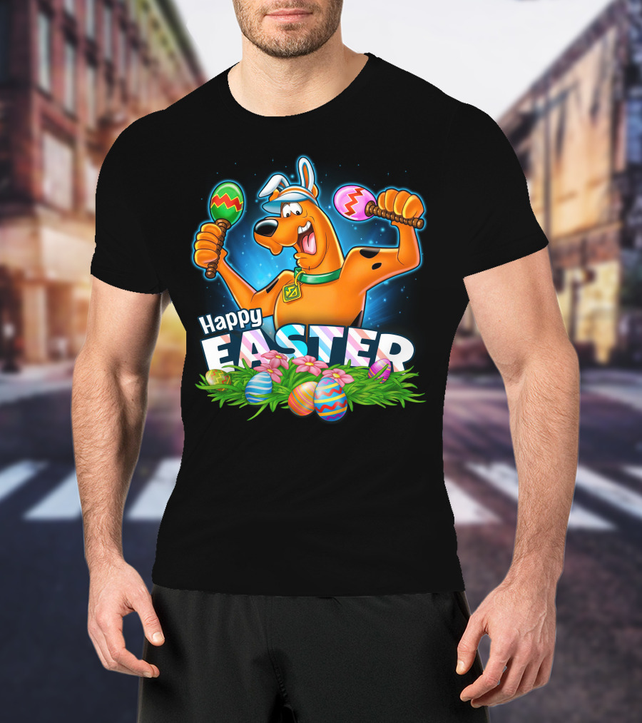 Scooby Doo Celebrates Happy Easter With Colorful Eggs And Maracas T-Shirt