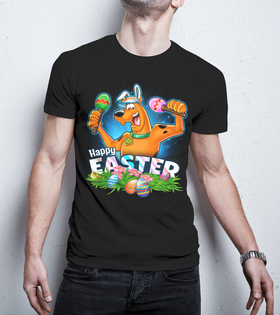 Scooby Doo Celebrates Happy Easter With Colorful Eggs And Maracas T-Shirt