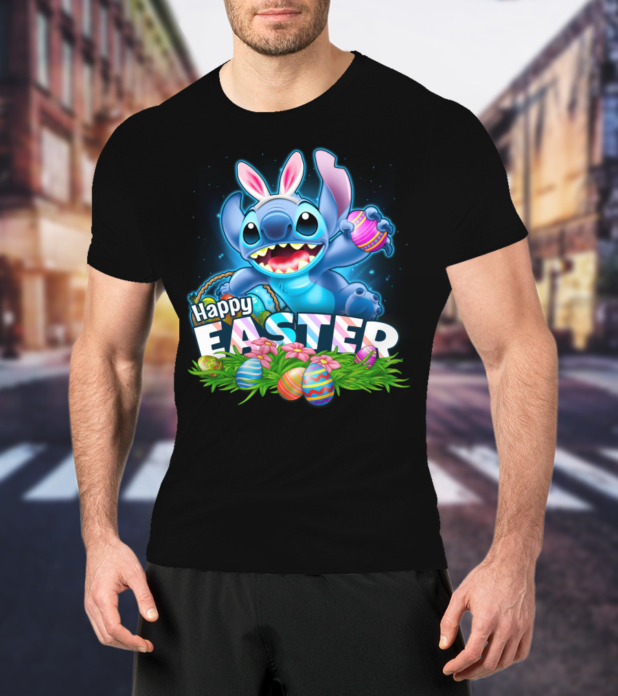 Happy Easter STITCH Easter Eggs Rabbit Ears T-Shirt