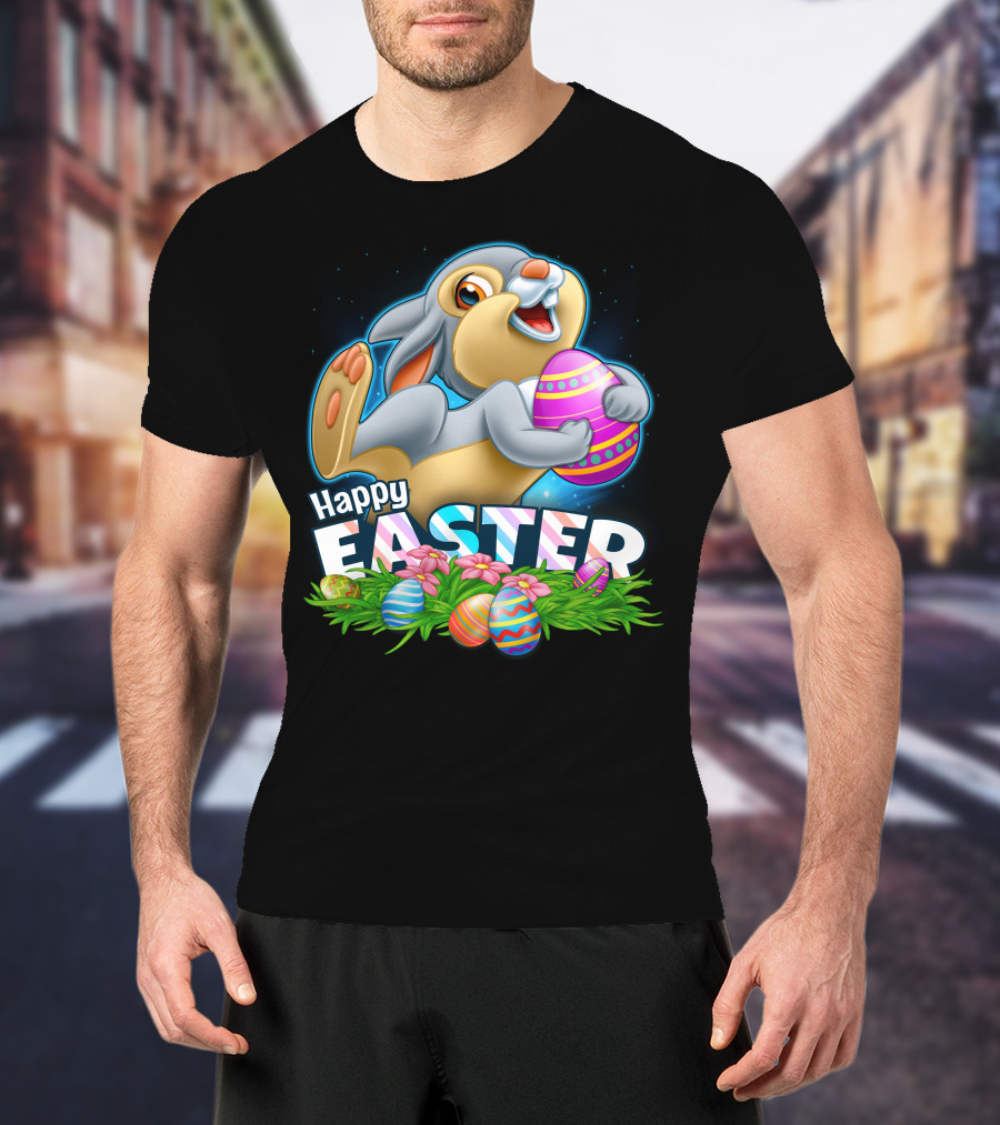 THUMPER Happy Easter Colorful Eggs And Bunny T-Shirt