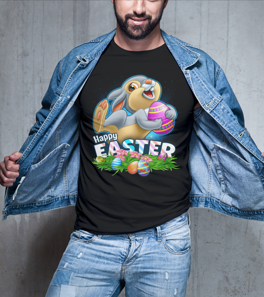 THUMPER Happy Easter Colorful Eggs And Bunny T-Shirt