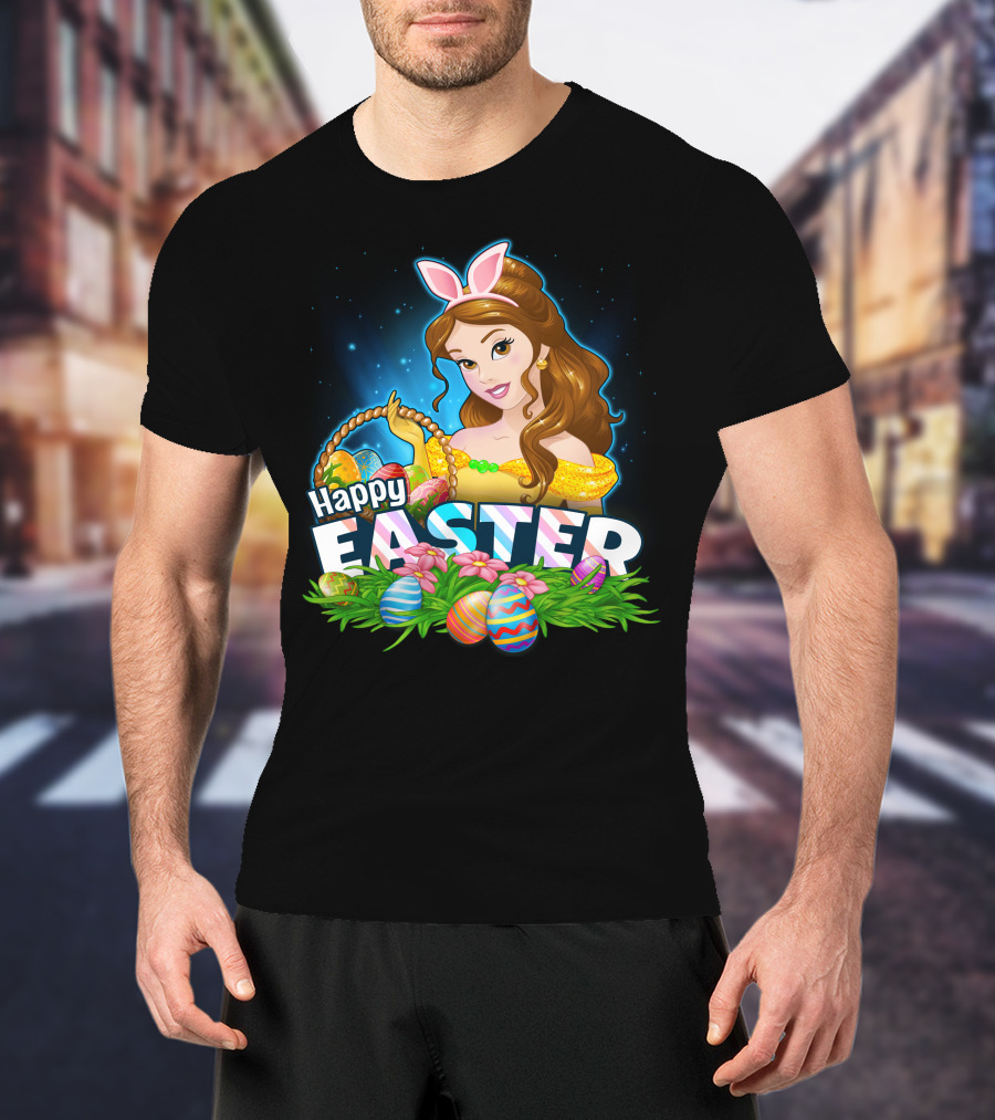 BELLA Happy Easter Basket With Decorative Eggs And Bunny Ears T-Shirt