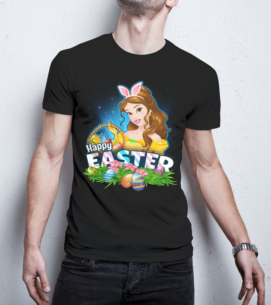 BELLA Happy Easter Basket With Decorative Eggs And Bunny Ears T-Shirt