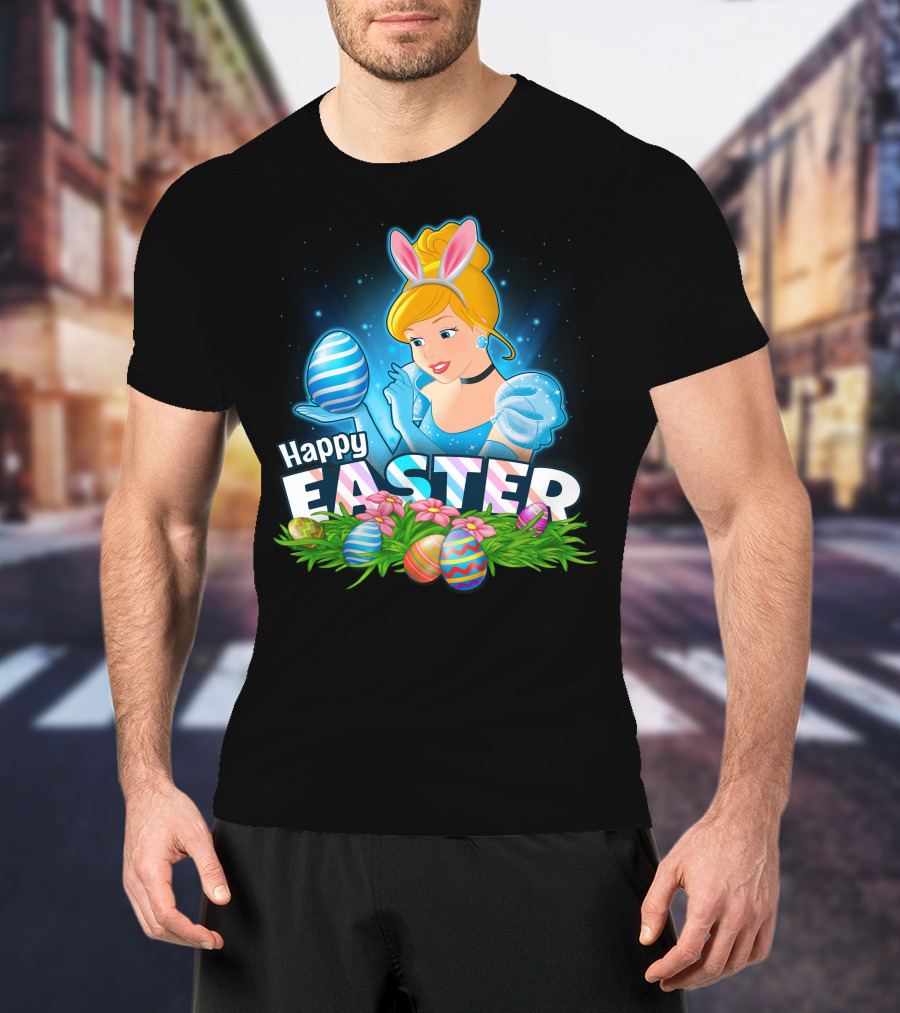 Cinderella Happy Easter Colorful Eggs And Bunny Ears T-Shirt