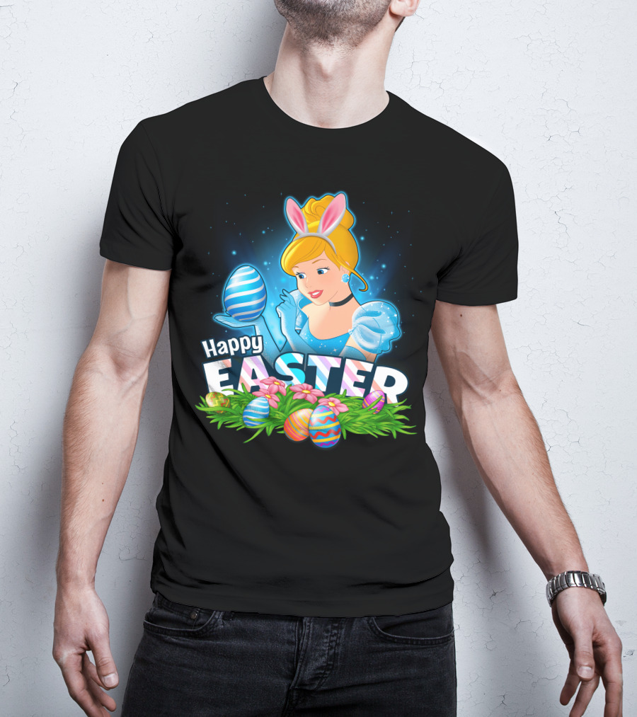 Cinderella Happy Easter Colorful Eggs And Bunny Ears T-Shirt