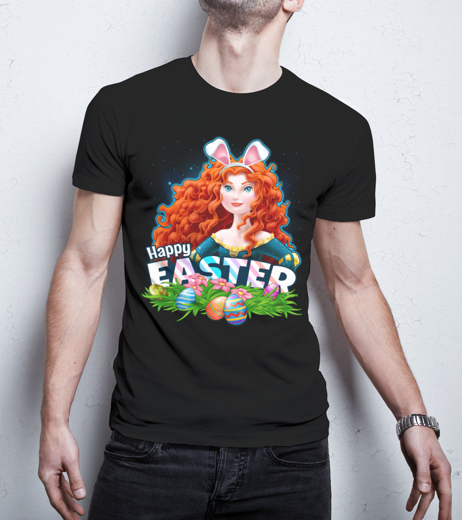 Merida Happy Easter With Bunny Ears And Easter Eggs T-Shirt