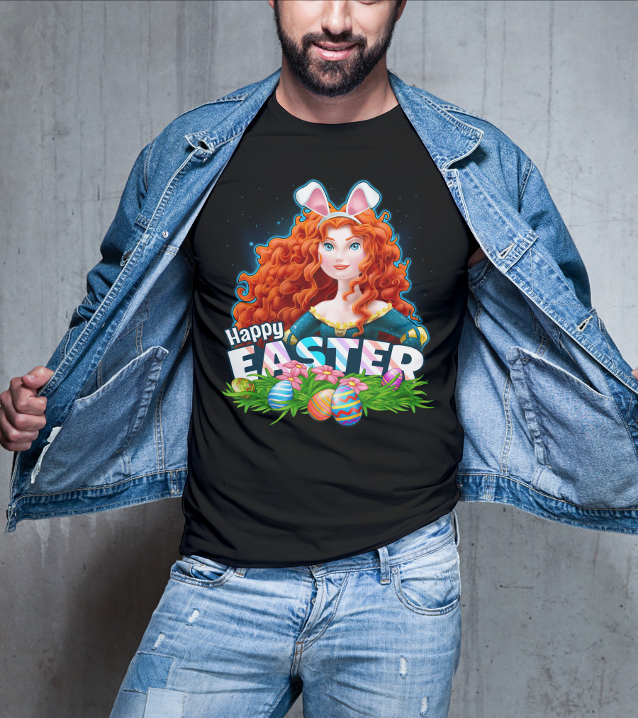 Merida Happy Easter With Bunny Ears And Easter Eggs T-Shirt