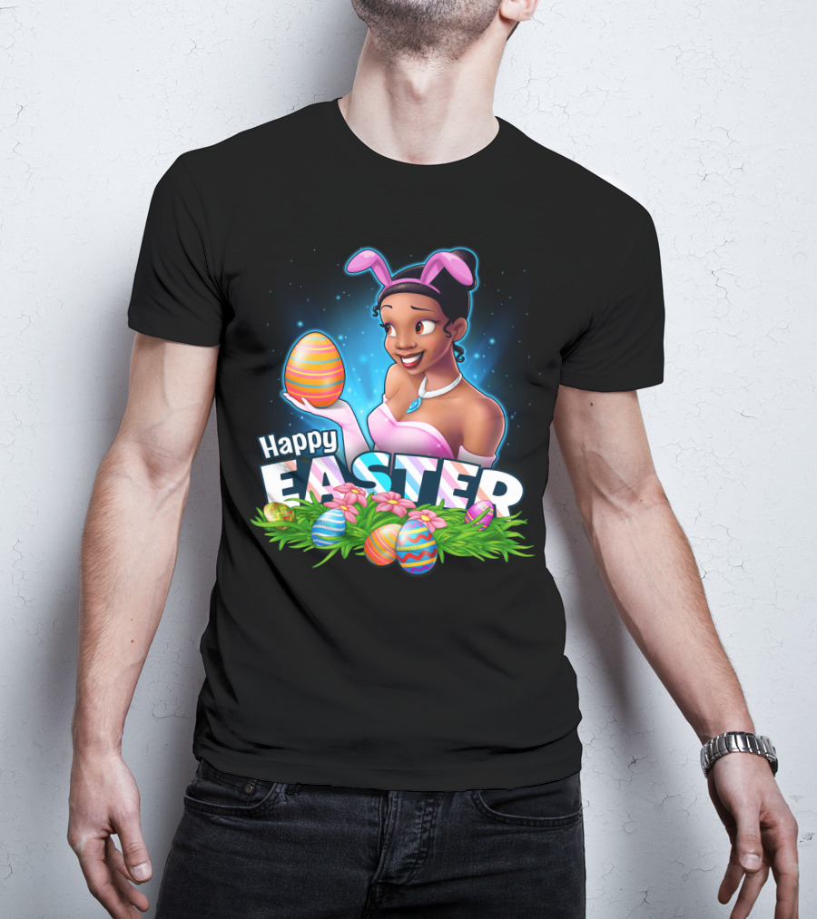TIANA Happy Easter Colorful Eggs And Bunny Ears T-Shirt